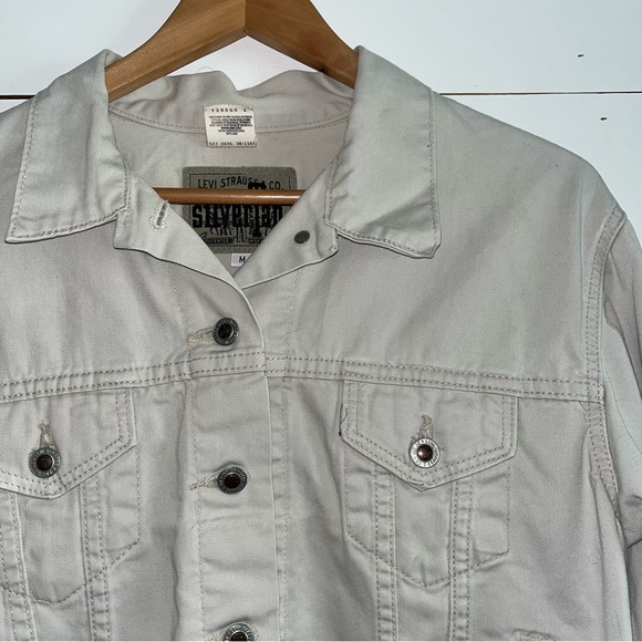 Vintage 90's Levi Silver Tab White Denim Trucker Jacket 715 *Sample Garment* - Picture 2 of 16